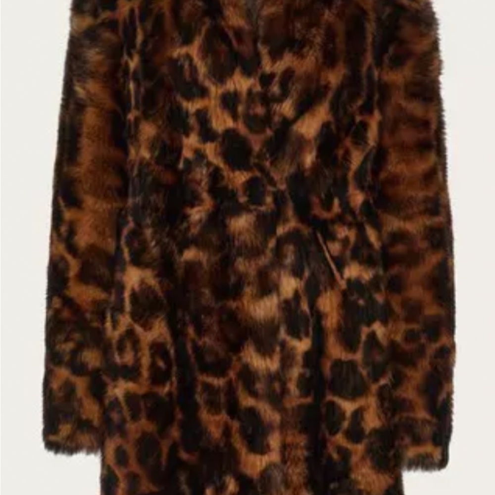 Ferragamo Leopard Long Hair Shearling Coat